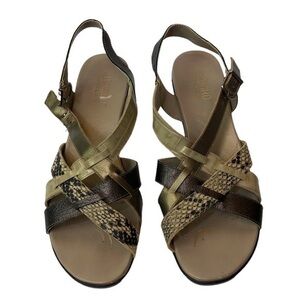 Munro Snake Strap Heeled Sandals Brown